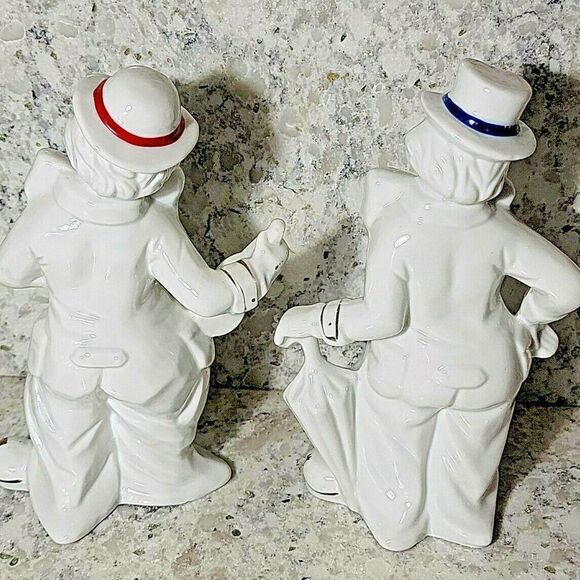 Sophia Ann Ceramic Collectable Clowns Vintage Set of 2 White Happy 7.5"-8" - Picture 4 of 6